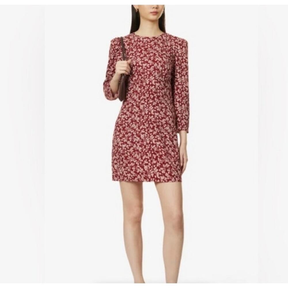 Reformation Brantley red floral mini dress long sleeves 8